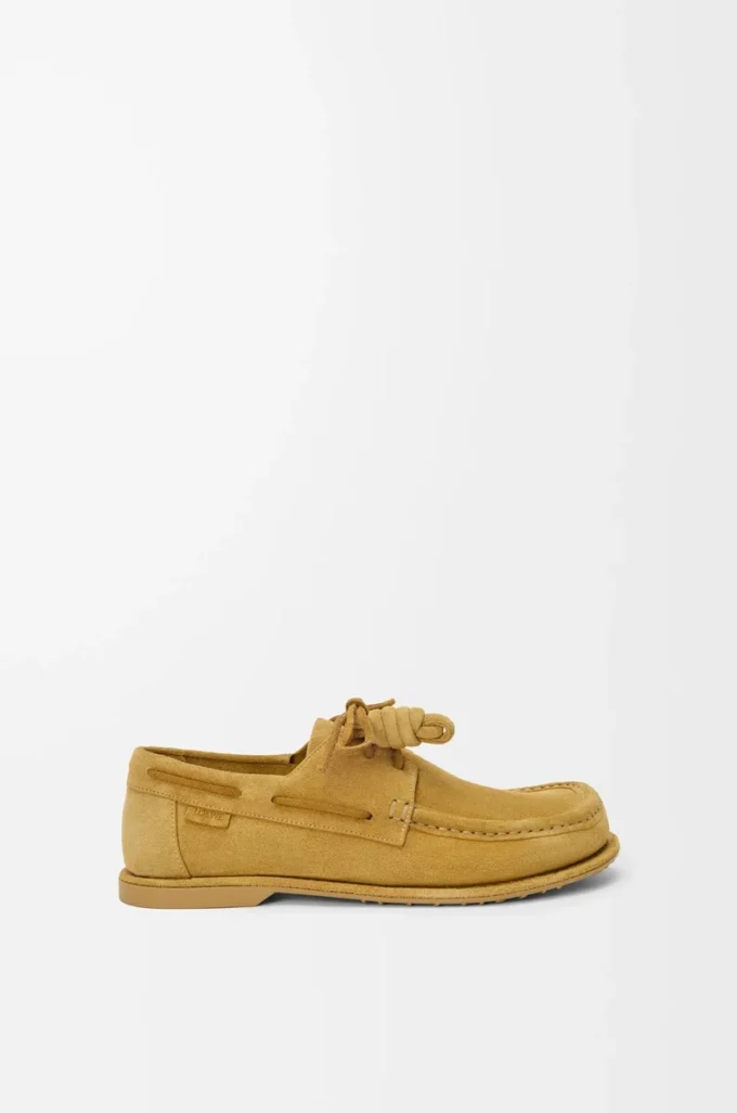 Chaussures bateau Campo en cuir de veau suédé Medium Tabacco