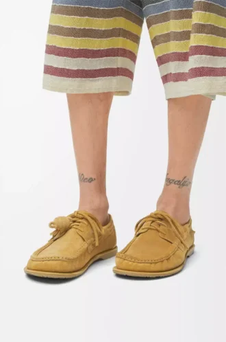 Chaussures bateau Campo en cuir de veau suédé Medium Tabacco