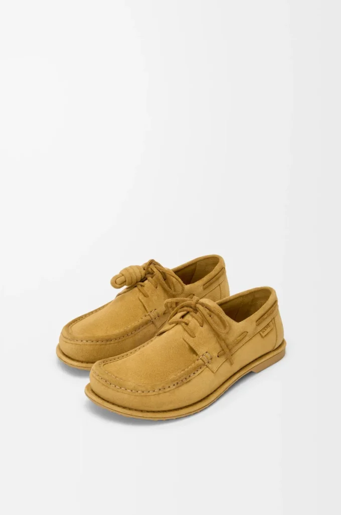 Chaussures bateau Campo en cuir de veau suédé Medium Tabacco