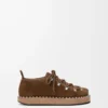 Chaussures à lacets en cuir de veau suédé marron