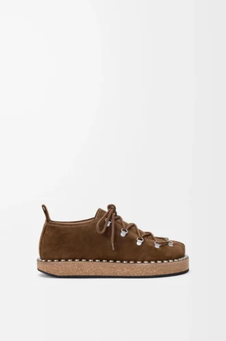 Chaussures à lacets en cuir de veau suédé marron