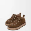Chaussures à lacets en cuir de veau suédé marron