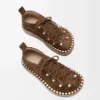 Chaussures à lacets en cuir de veau suédé marron