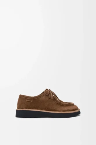 Chaussures à lacets Faro en cuir de veau suédé Marron