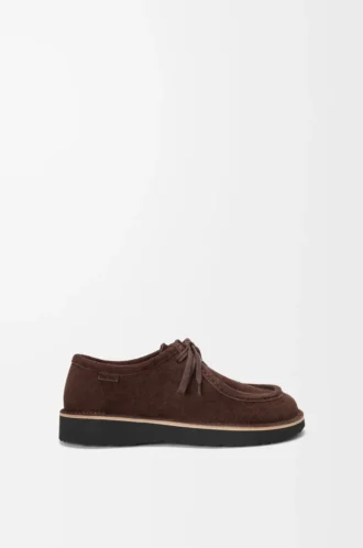 Chaussures à lacets Faro en cuir de veau suédé marron foncé