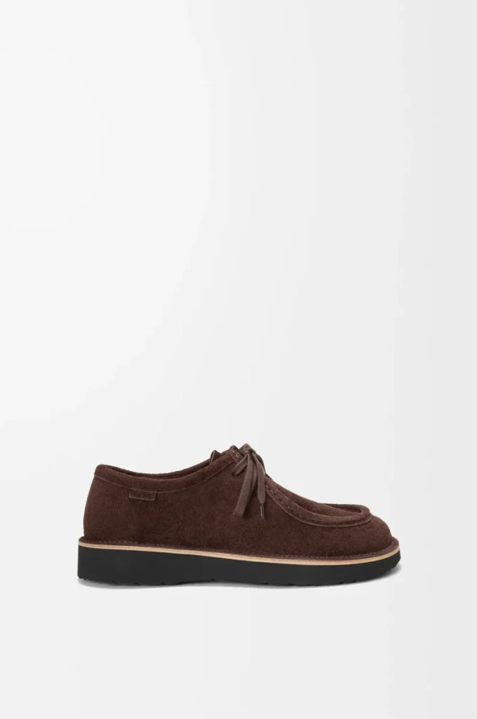 Chaussures à lacets Faro en cuir de veau suédé marron foncé