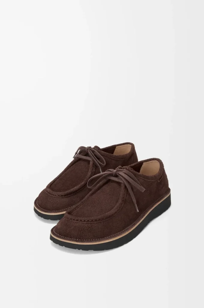 Chaussures à lacets Faro en cuir de veau suédé marron foncé