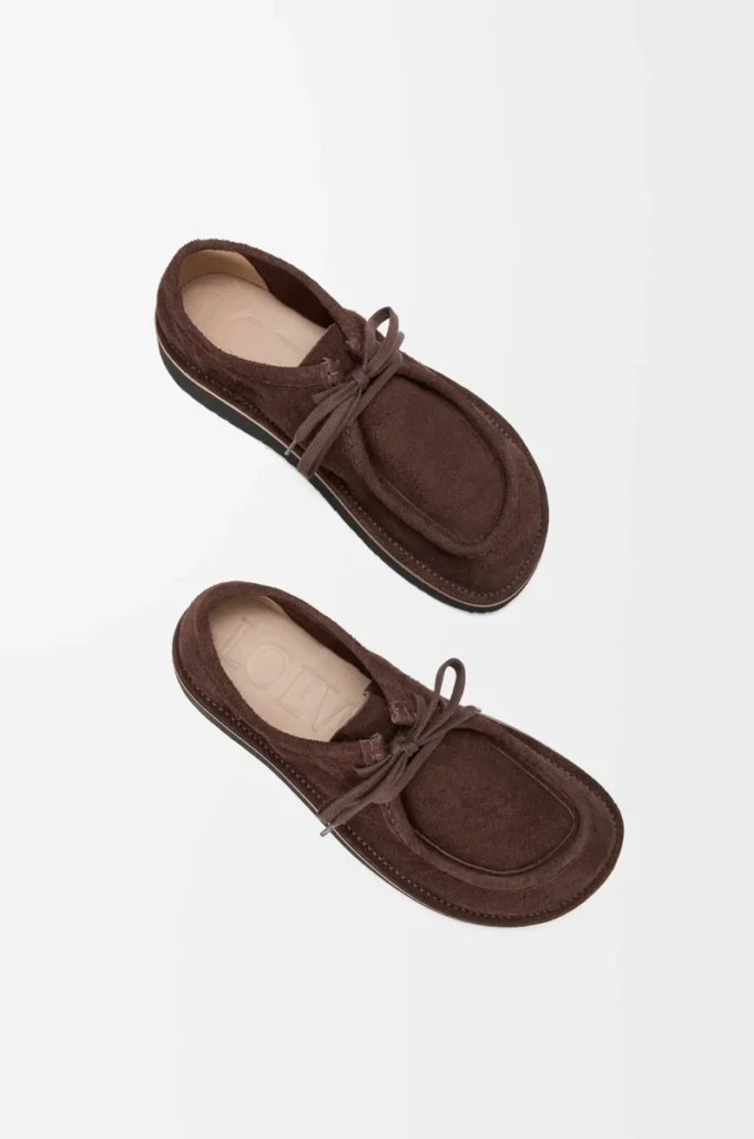 Chaussures à lacets Faro en cuir de veau suédé marron foncé