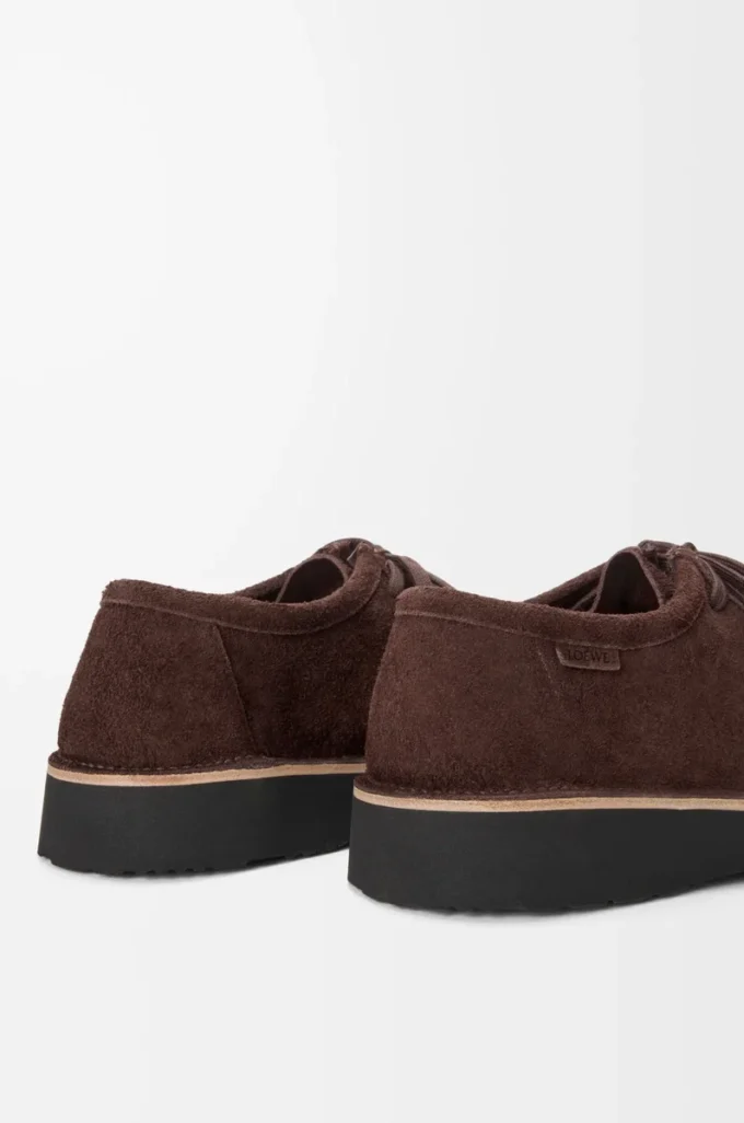 Chaussures à lacets Faro en cuir de veau suédé marron foncé