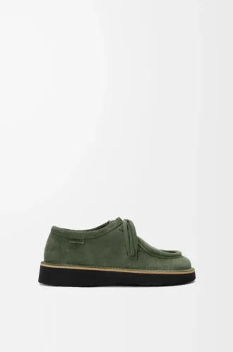 Chaussures à lacets Faro en cuir de veau suédé Sage