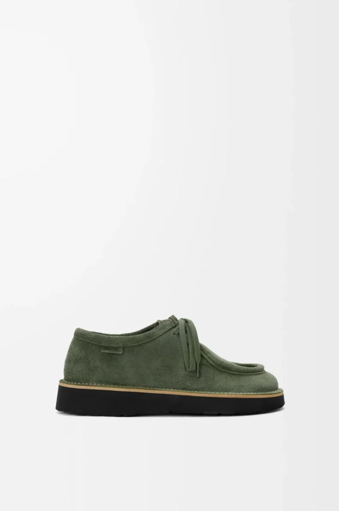 Chaussures à lacets Faro en cuir de veau suédé Sage