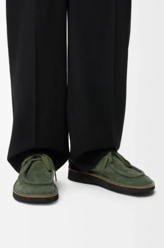 Chaussures à lacets Faro en cuir de veau suédé Sage