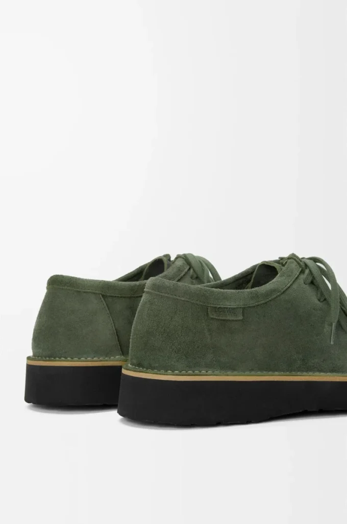 Chaussures à lacets Faro en cuir de veau suédé Sage