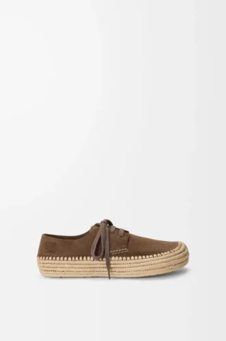 Chaussures à lacets Rio en daim et raphia Taupe