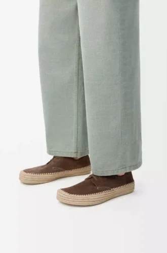 Chaussures à lacets Rio en daim et raphia Taupe
