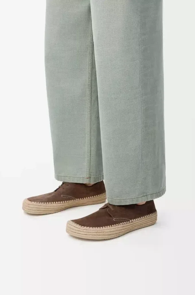 Chaussures à lacets Rio en daim et raphia Taupe