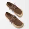 Chaussures à lacets Rio en daim et raphia Taupe