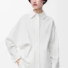 Chemise cache-cœur en denim Blanc