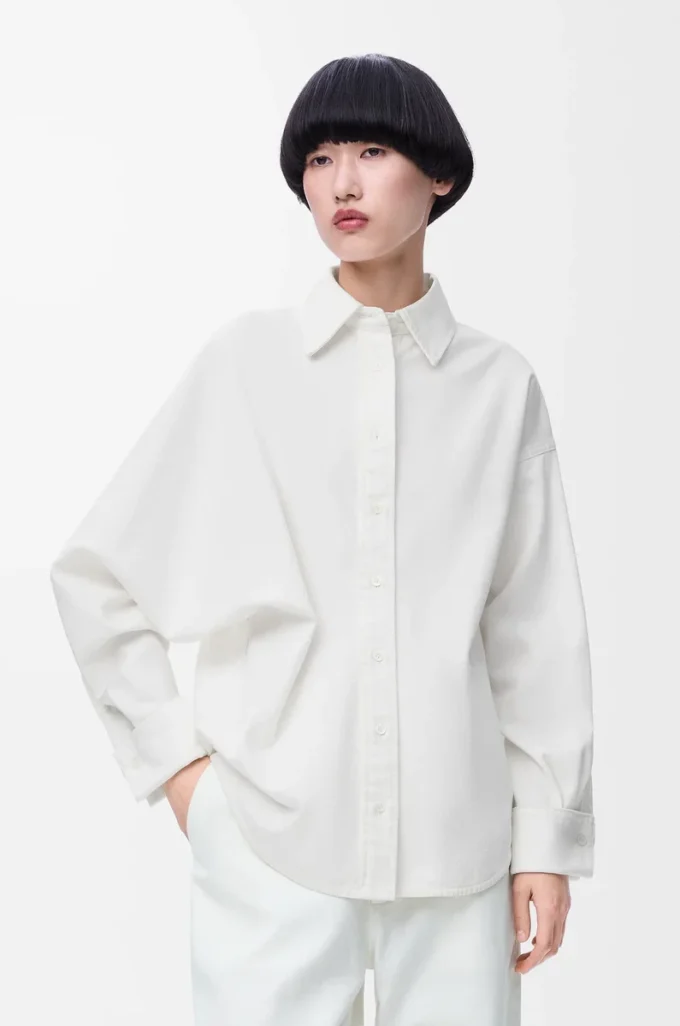 Chemise cache-cœur en denim Blanc