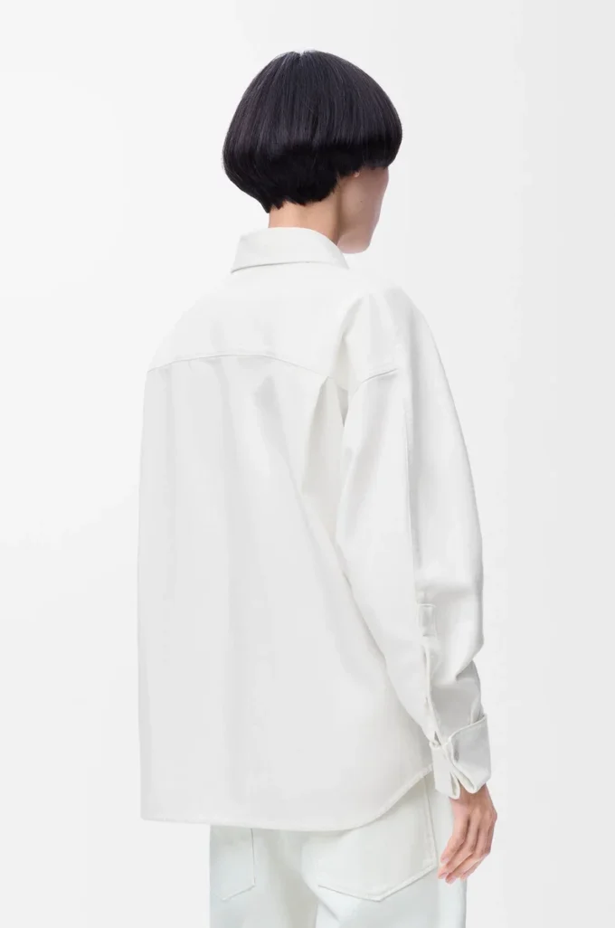 Chemise cache-cœur en denim Blanc