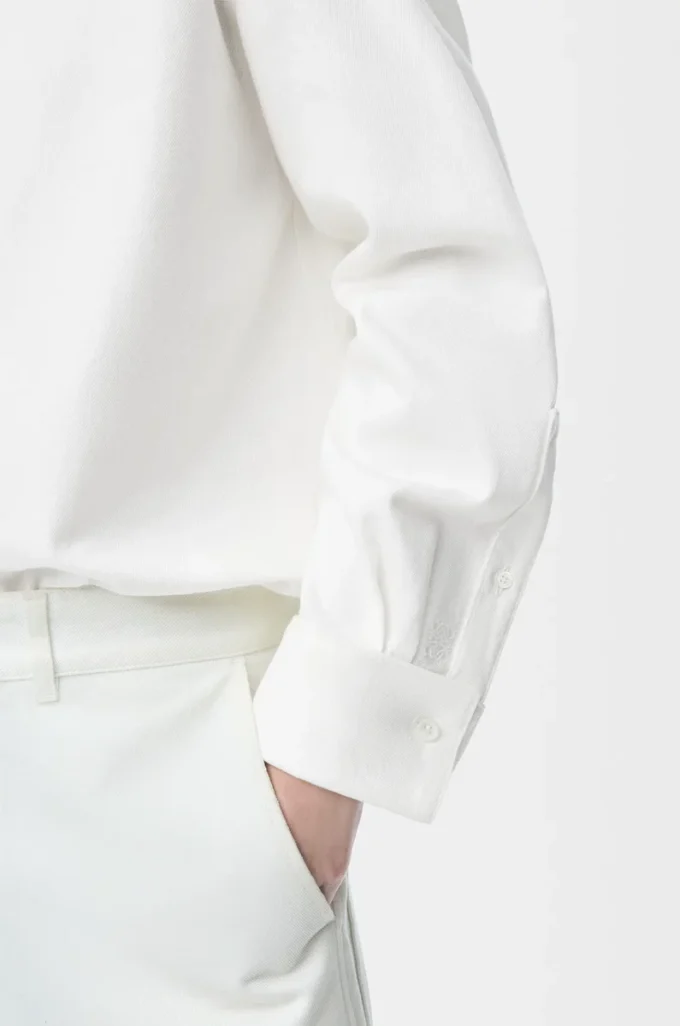 Chemise cache-cœur en denim Blanc