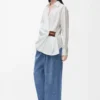 Chemise drapée en coton blanc