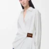 Chemise drapée en coton blanc