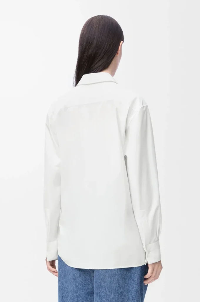 Chemise drapée en coton blanc