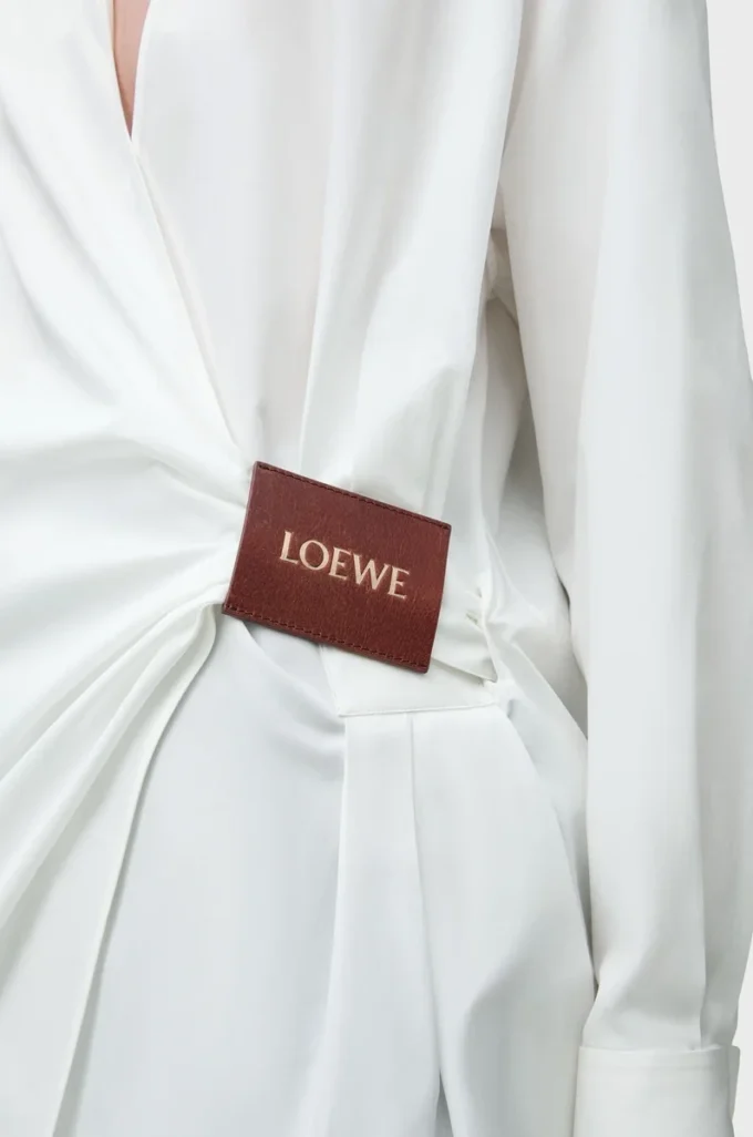 Chemise drapée en coton blanc