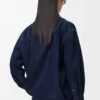 Chemise drapée en denim indigo foncé