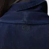 Chemise drapée en denim indigo foncé
