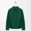 Chemise drapée en soie Vert foncé