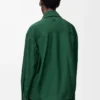 Chemise drapée en soie Vert foncé