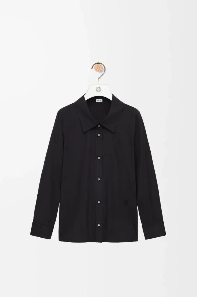 Chemise embellie en coton noir