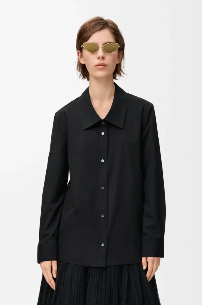 Chemise embellie en coton noir
