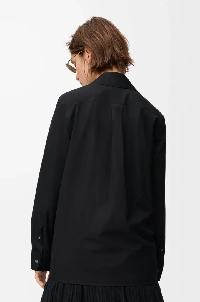 Chemise embellie en coton noir