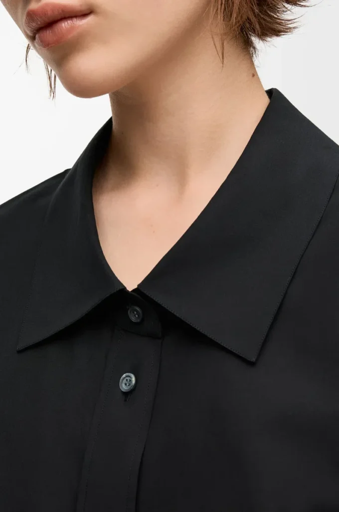 Chemise embellie en coton noir