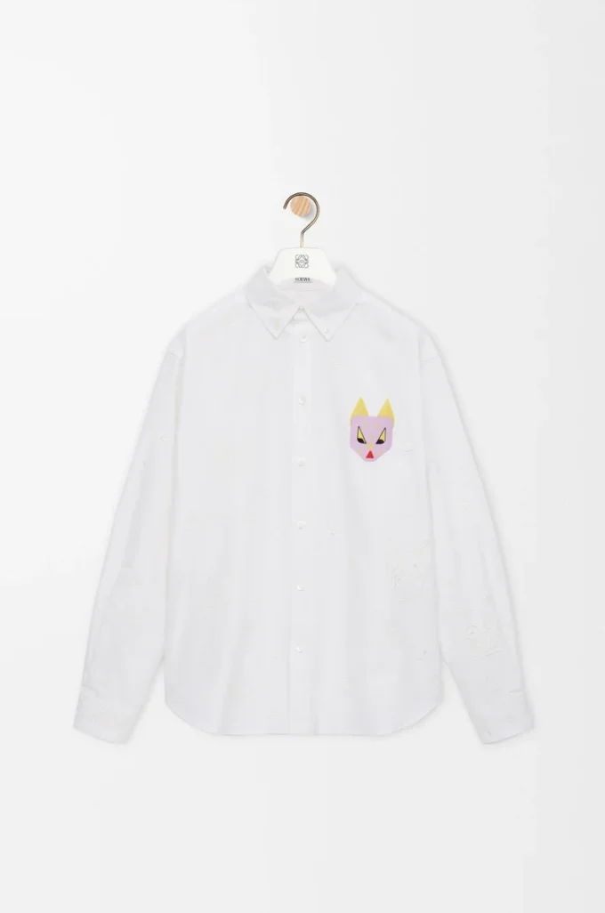 Chemise en coton blanc/multicolore