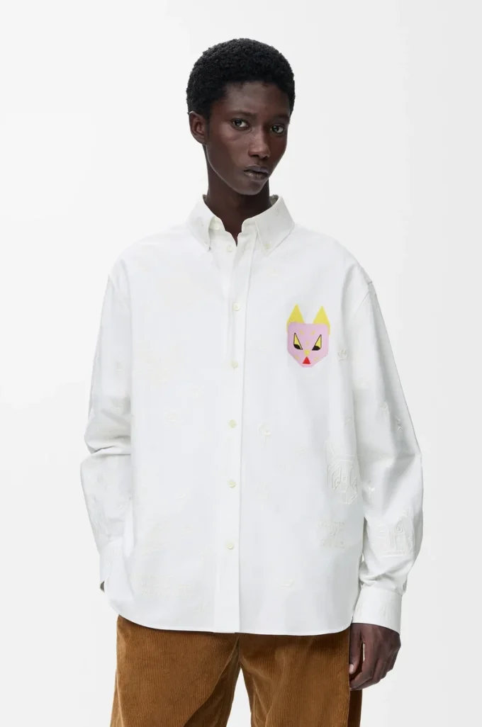 Chemise en coton blanc/multicolore