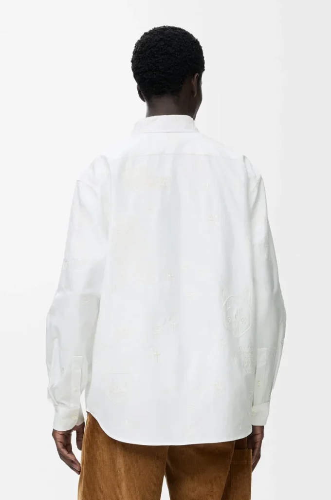 Chemise en coton blanc/multicolore