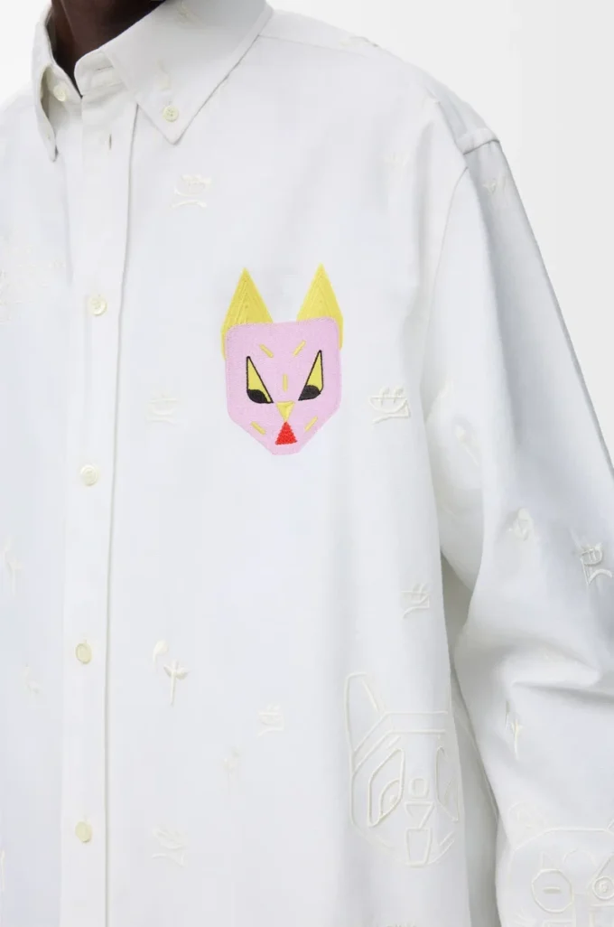 Chemise en coton blanc/multicolore
