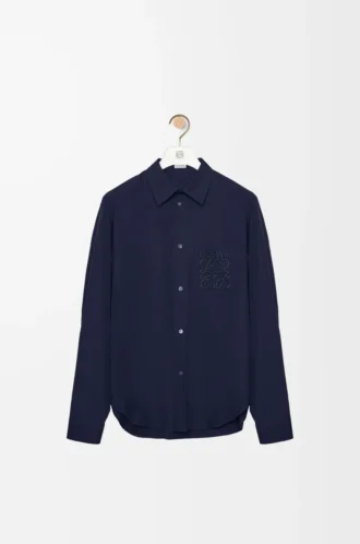 Chemise en coton bleu marine