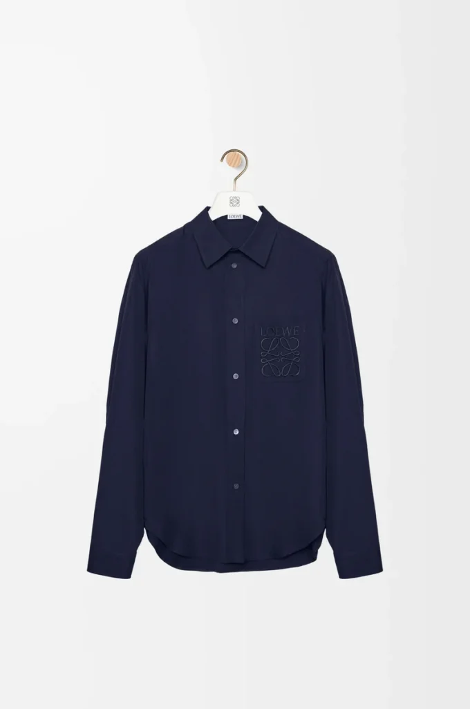 Chemise en coton bleu marine