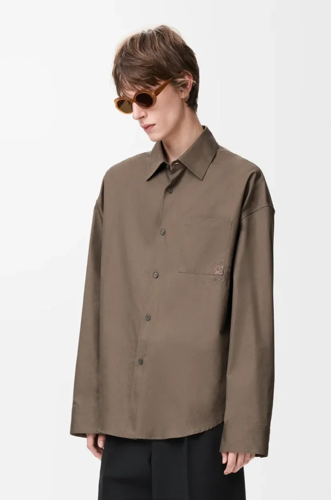 Chemise en coton kaki