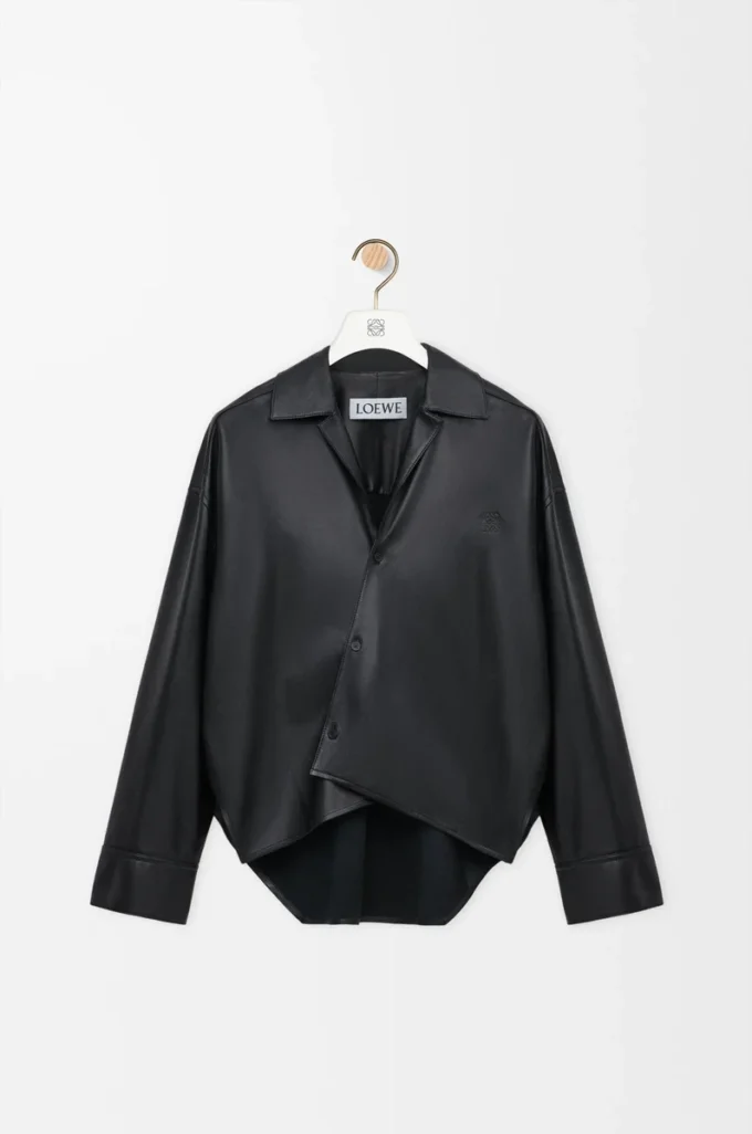 Chemise en cuir d&rsquo;agneau nappa noir