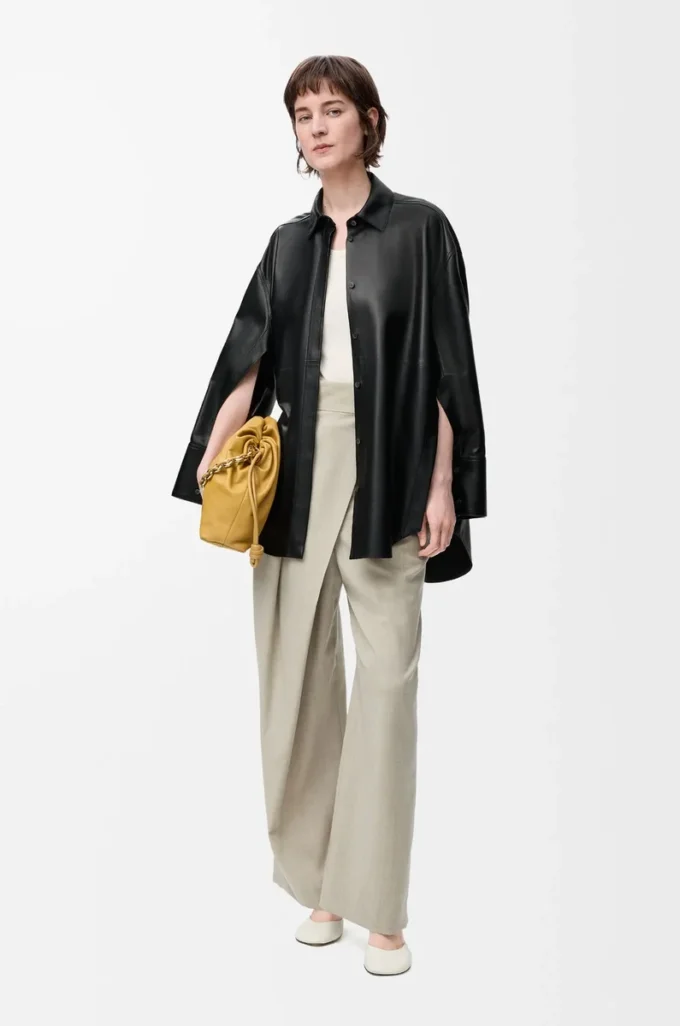 Chemise en cuir d&rsquo;agneau nappa noir