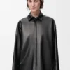 Chemise en cuir d&rsquo;agneau nappa noir