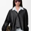 Chemise en cuir d&rsquo;agneau nappa noir