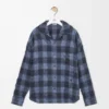 Chemise en laine et coton bleu marine