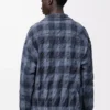 Chemise en laine et coton bleu marine